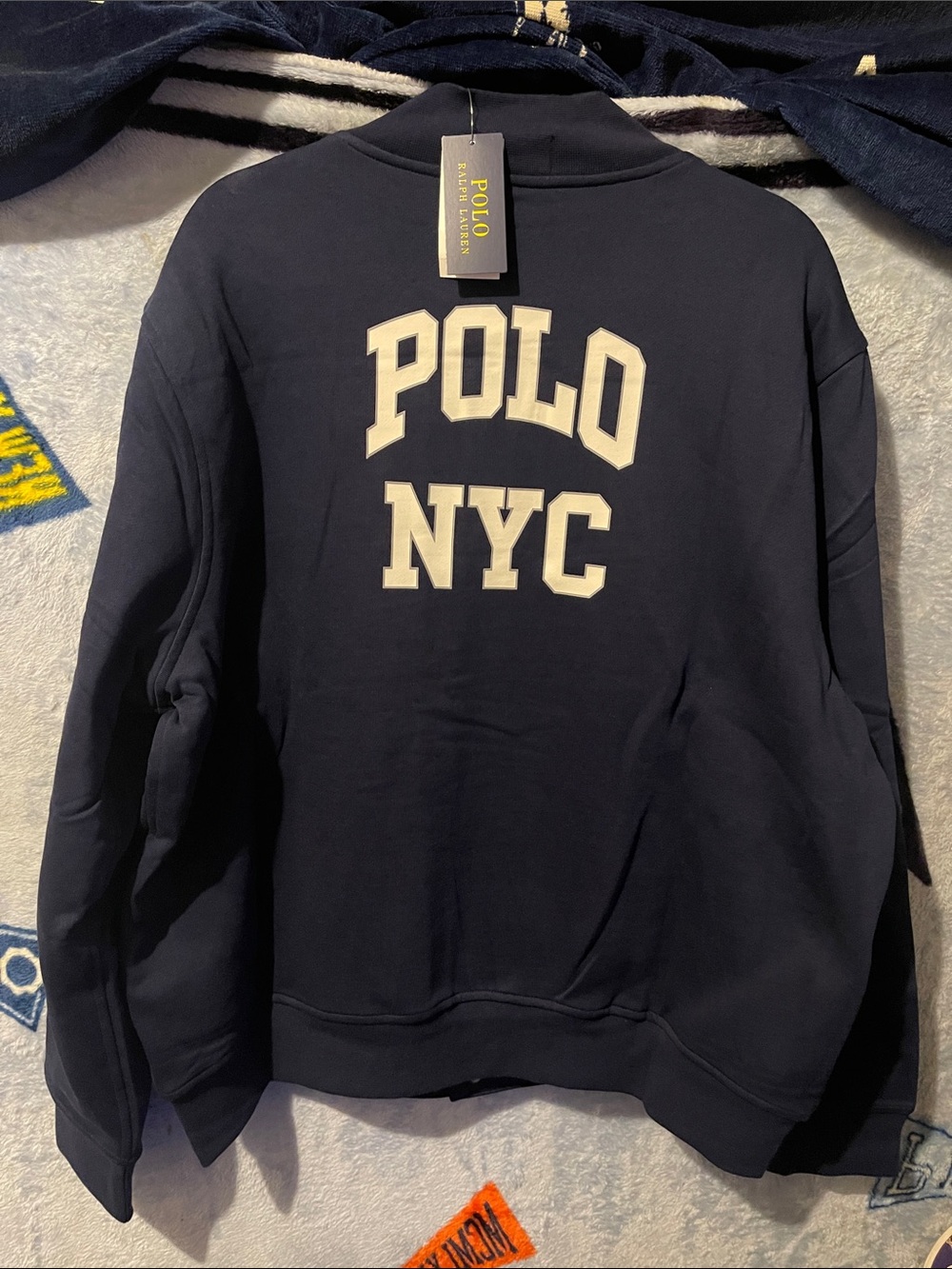 Polo by Ralph Lauren Navy Crewneck Sweatshirt with White 'POLO NYC' Logo